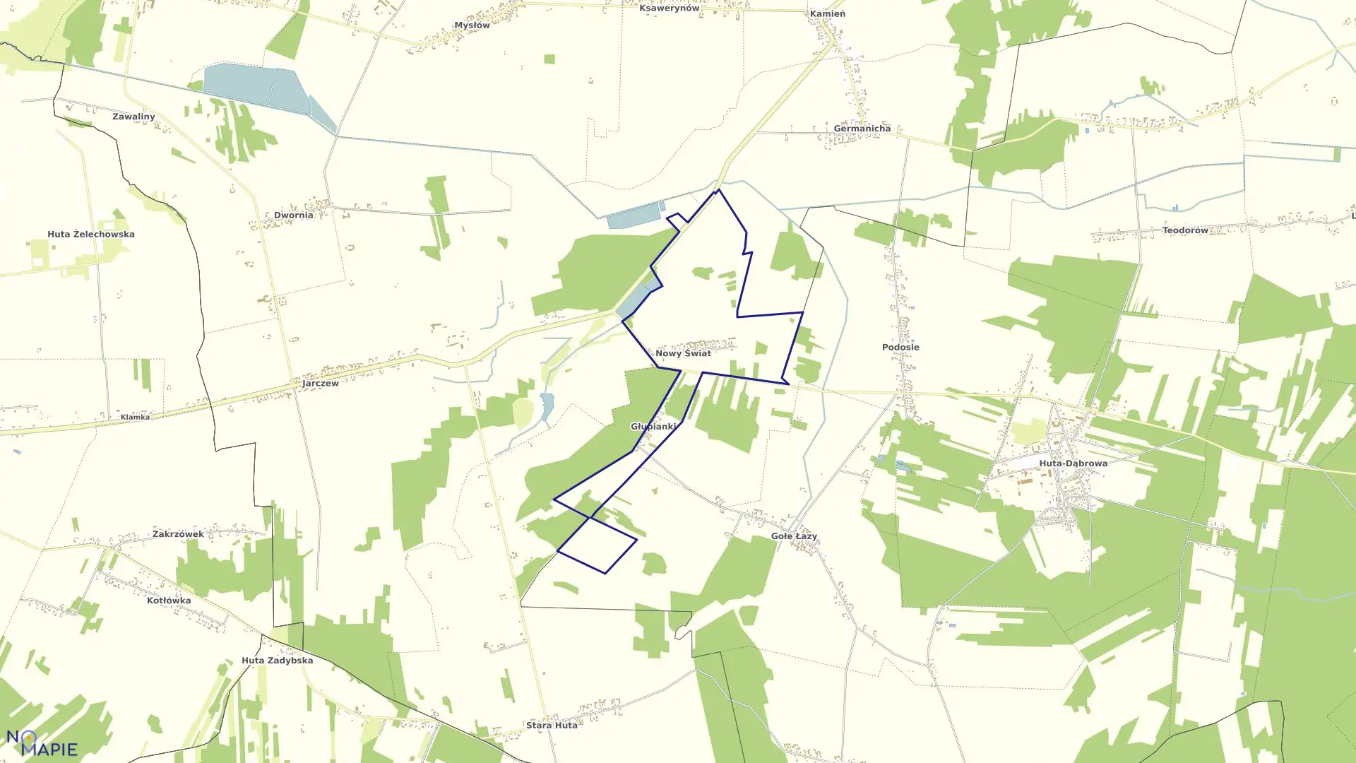 Mapa obrębu NOWY ŚWIAT w gminie Wola Mysłowska